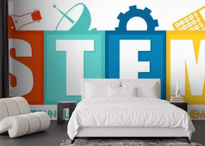 STEM education logo banner on white background Wall mural