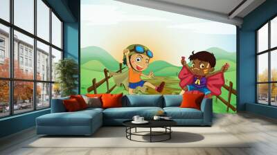 Two playful young men Wall mural