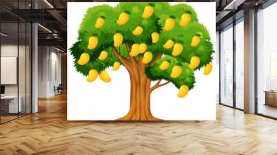 Yellow mango tree isolated on white background Wall mural