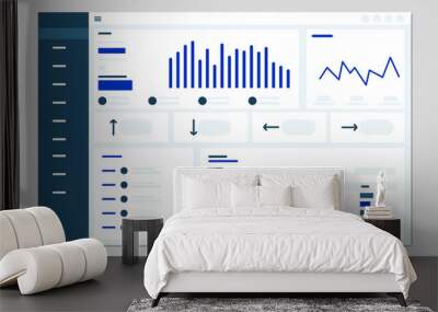 Dashboard ui flat wireframe concept illustration  Wall mural