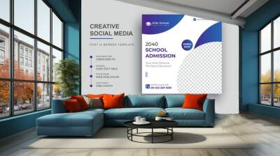 Back to school admission social media post banner  design template
 Wall mural