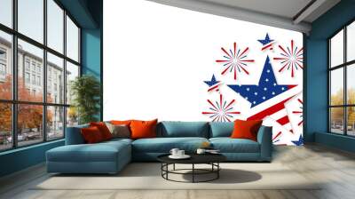 Happy 4th of July - Independence Day celebration with American flag USA . 4th of July promotion advertising banner template 
for Brochures,Poster or Banner.Vector illustration  Wall mural