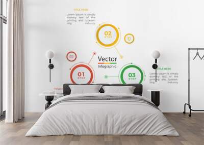 Vector infographic template with 3D paper label, integrated circles. Business concept with 4 options. For content, diagram, flowchart, steps, parts, timeline infographics. Wall mural