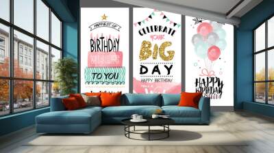 set of birthday greeting cards design Wall mural