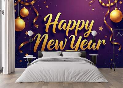 happy new year text design Wall mural