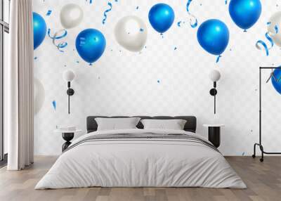 Celebration party banner with Blue balloons background. birthday, sale and promotion, party design element Wall mural