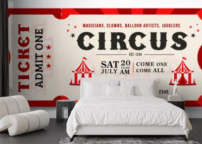 Circus show horizontal ticket template. Admit one coupon. Vector illustration Wall mural