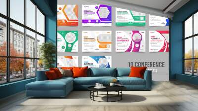 Corporate horizontal business conference flyer template or online webinar social media banner layout, live webinar event invitation banner design template Wall mural