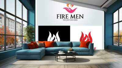 fire men logo design template ,Ultra fire logo design template ,Vector illustration Wall mural