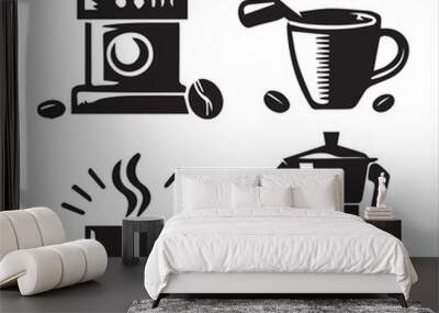 Print Coffee Beans Black silhouette vector in white background 
 Wall mural