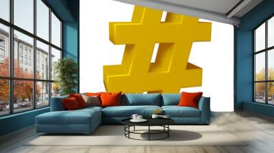 Golden hashtag symbol or icon design in 3d rendering
 Wall mural