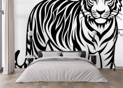 tiger silhouette vector illustration Design on a white background Wall mural