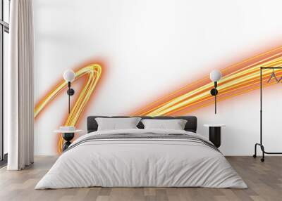 orange yellow Light Trails on transparent background Wall mural