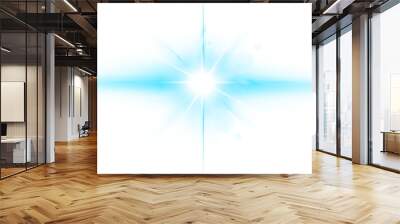 Transparent isolated blue sparkle light effect Wall mural