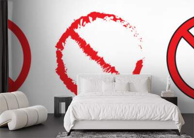 Vector illustration of the Forbidden sign in red ink stamp Wall mural