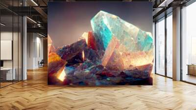 Gemstones, crystals, digital illustration, abstract painting, AI generated Wall mural