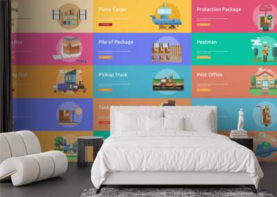 Cargo and Delivery Conceptual Banner Design Wall mural