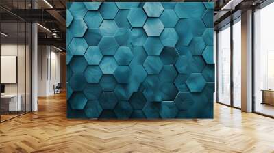 A flat texture of hexagonal blue shapes with soft edges, resembling honeycomb
 Wall mural