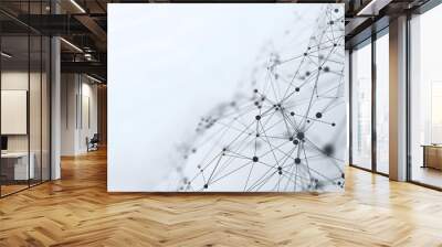 Abstract background with connected dots and lines forming geometric pattern, technology network concept. Background vector illustration of digital data connection structure in white color. Abstract ba Wall mural