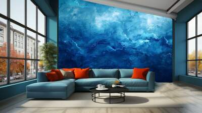 Abstract blue water waves background with open space, in the style of unknown artist
 Wall mural