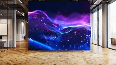 Abstract blue wave with dots and lines, hitech background for digital design
 Wall mural