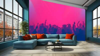 background of night club crowd silhouette dancing in the style of pink and blue gradient background vector presentation design 
 Wall mural