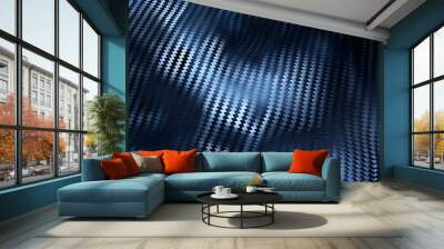 Blue background with carbon fiber texture pattern vector presentation design 
 Wall mural