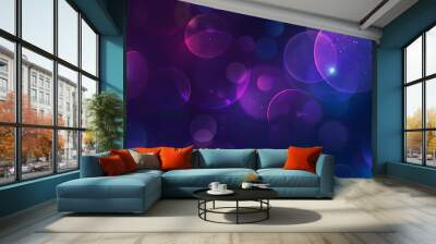 vector background with purple circles and shapes on dark blue gradient background  Wall mural