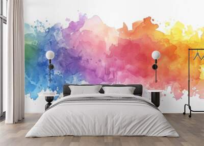 Celebrate the vibrant water color  festival with spring and is celebrated with a splash of colors, music, dance Colorful pastel drawing paper texture, for greeting poster design art wallpaper Wall mural