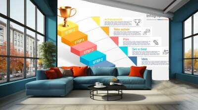 5 steps to goal timeline infographic data template background Wall mural