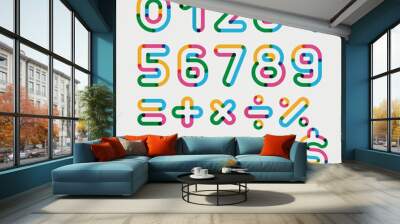 Alphabet number line transparent color font style. Wall mural