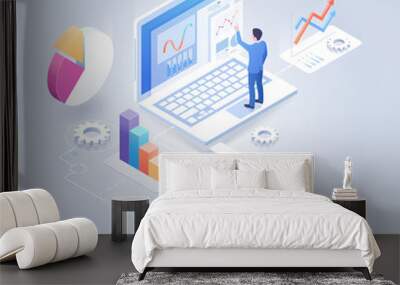 Business analysis technology isometric vector illustration. Wall mural