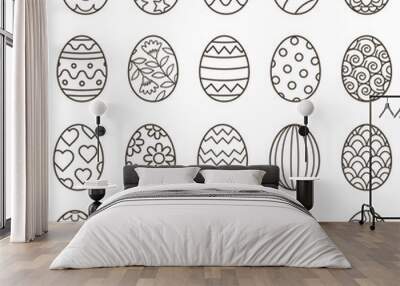 Easter egg drawing line doodle symbol Wall mural