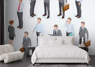 Group of business human isometric design. Vector illustrations. Wall mural