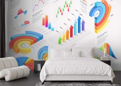 Infographics isometric elements vector illustrations. Wall mural