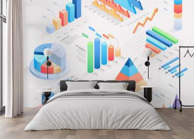 Infographics isometric elements vector illustrations. Wall mural