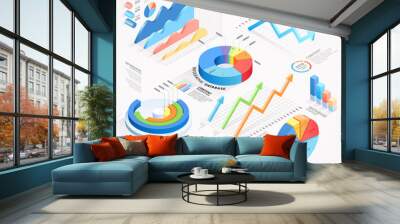 Infographics isometric elements vector illustrations. Wall mural