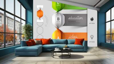 Modern spiral pencil staircase Infographics option. Vector illus Wall mural