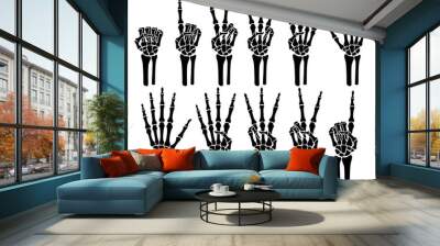 Skeleton bone hand counting number of fingers sign illustrations. Wall mural