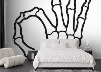 Skeleton finger OK hand sign illustrations Wall mural