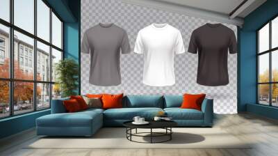 T-shirt front white black and gray color design mockup template isolated. Wall mural