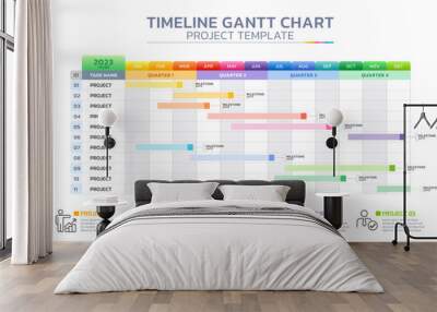 timeline gantt chart infographic template background Wall mural