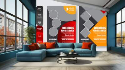 Set of restaurant menu and flyer design templates modern with colorful size A4 size. Vector illustrations for food and drink marketing material, ads, templates, cover design. Wall mural