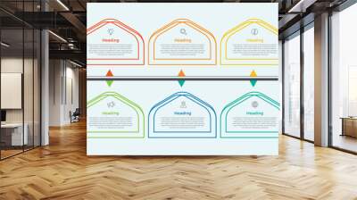 Six steps presentation business infographic template. Business concept infographic template with diagram. Modern infographic design template  Wall mural