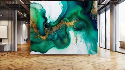 Marble ink abstract art from exquisite original painting for abstract background . Painting was painted on high quality paper texture to create smooth marble background pattern of ombre alcohol ink  Wall mural