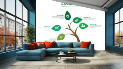 Green tree - background and infographics with place for text Wall mural