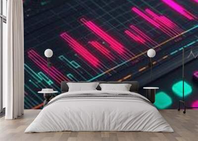 Colorful digital waveform display on a modern interface, high-tech design. Wall mural