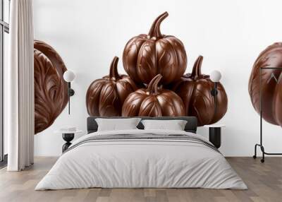 chocolate pumpkins isolated on transparent background Wall mural