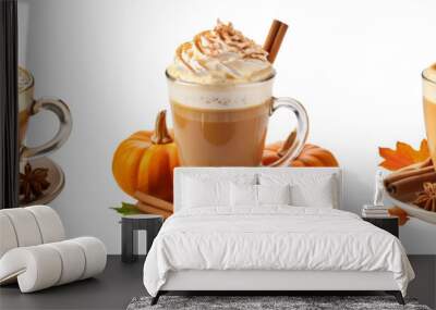 pumpkin spice latte isolated on transparent background Wall mural