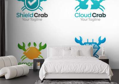 Crab Shape Logo Template Set. Good for Business, Agency, Community and Organization Wall mural